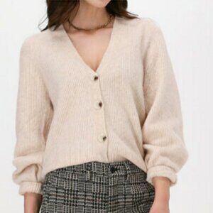 Neo Noir Gilet Gimma Button Front Alpaca Blend Knit Cardigan Sable Sz XS